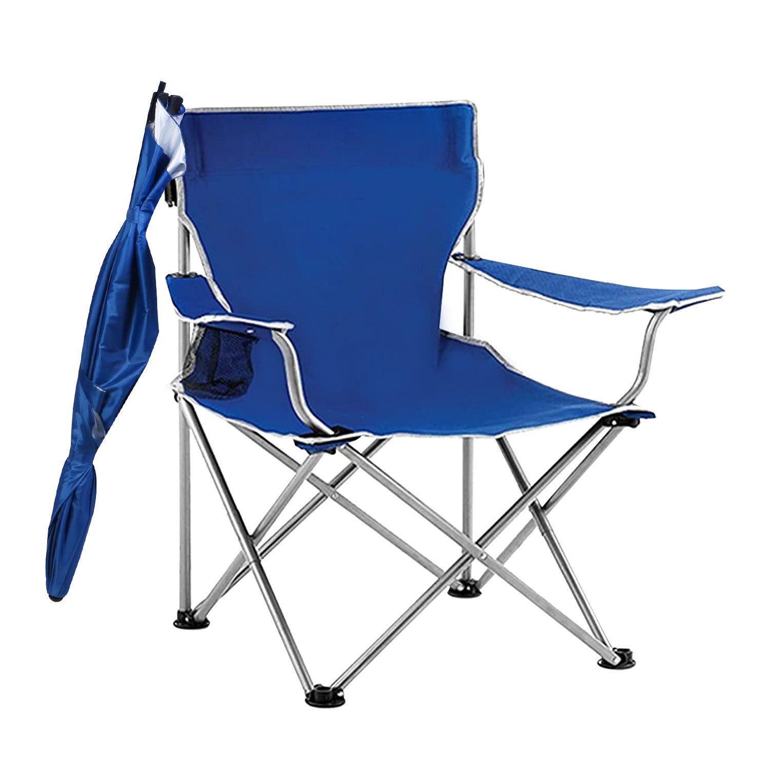 Foldable Beach Chair with Detachable Umbrella Armrest Adjustable Canopy Stool with Cup Holder Carry Bag for Camping Poolside Travel Picnic Lawn Chair Doba